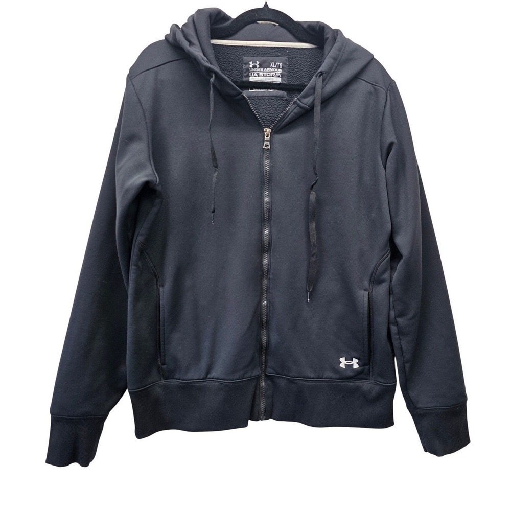 Under Armour UA Storm Mens XL Black Full Zip Hoodie Semi-Fitted Fleece Jacket